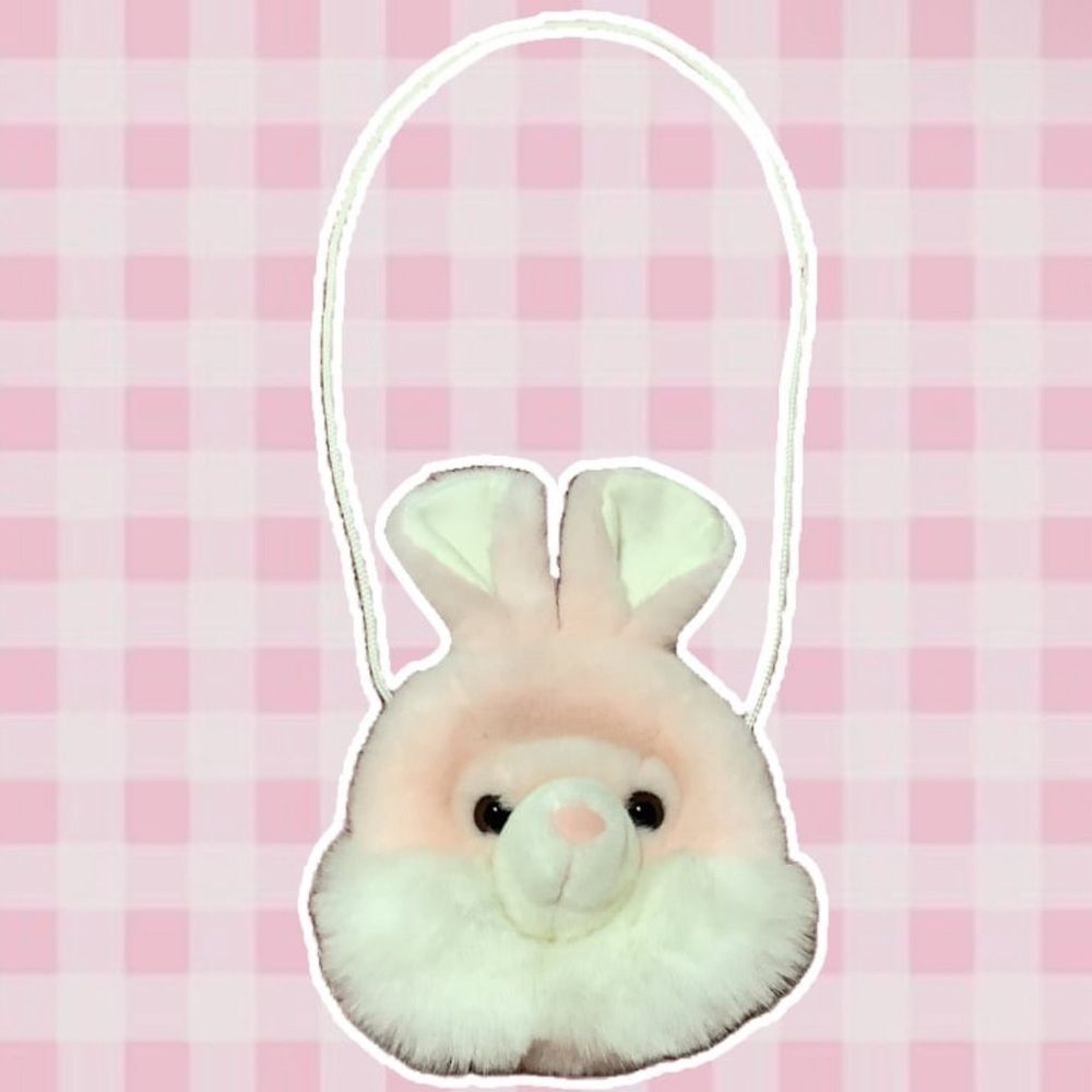Kawaii Pastel Pink Kidcore Coquette Girly‎ Cute Pink Bunny Rabbit Plush Mini Bag